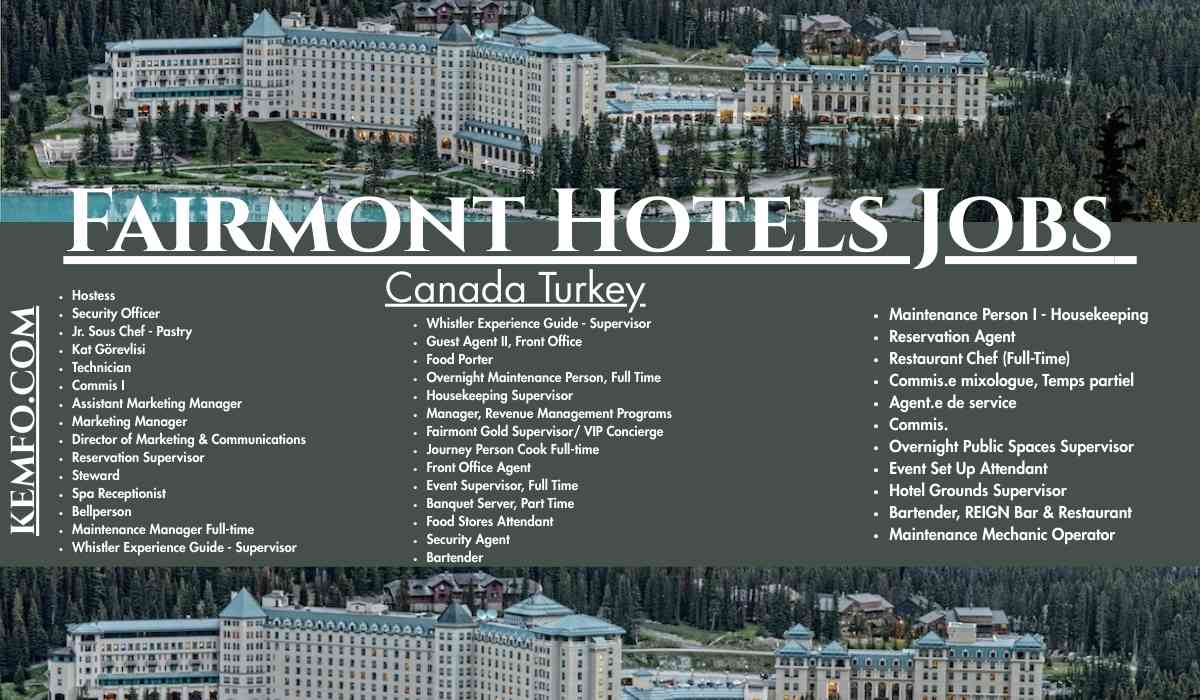 Fairmont  Hotels Jobs Canada Turkey